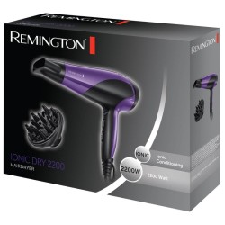 Uscator de par Remington D3190, 2200 W, Ionizare, 3 Trepte temperatura, 2 Viteze, Concentrator, Difuzor, Negru/Mov